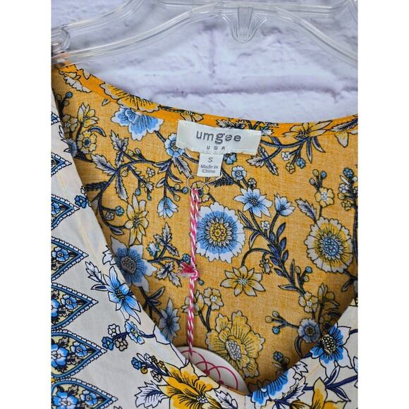 Umgee Dress Womens Small Yellow Floral Boho Hippie Garden Party Colorful - Picture 5 of 7